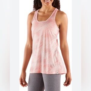 Smartwool Women’s Merino‎ Wool Nylon 150 Pink Pattern Tank back cut-out hiking S